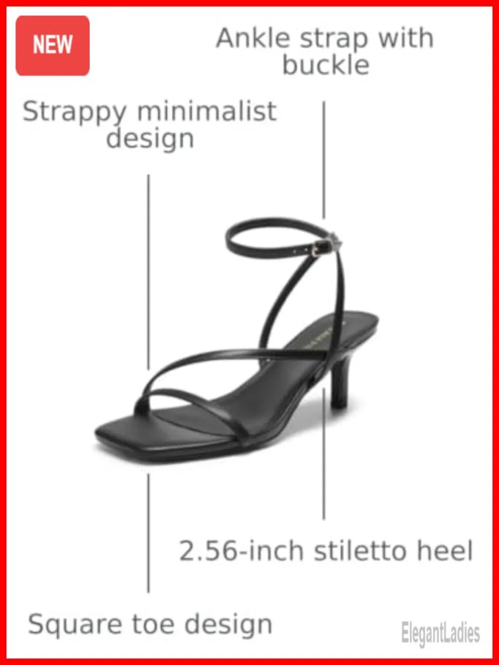 Women's Low Kitten Heels Strappy Square Toe Stiletto Sandals